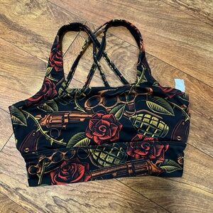 Constantly Varied Gear Black Bralette with Red and Orange Accents